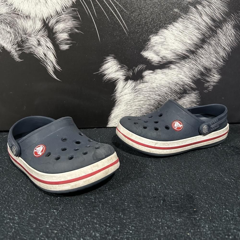 Crocs Crocband 207006 Clog Shoes Unisex Kids 9 Blue Rubber Jibbitz Charms Casual